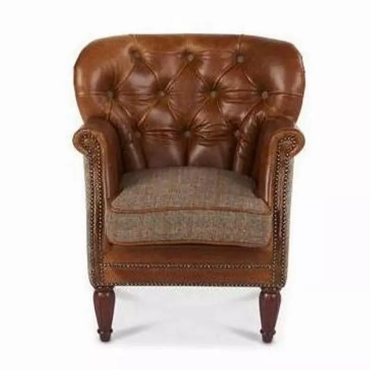 Leather and tweed cheap chair